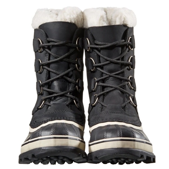 New SOREL Women's Caribou Waterproof Winter Boot Black Stone Lace Up Warm Nubuck - Picture 5 of 7